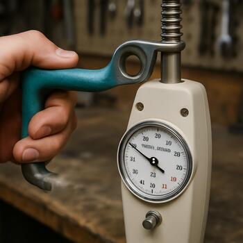 Handle of an ice anchor with a torque scale attached