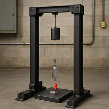 Side view of the impact rack with a sled bracket clamped above the anvil