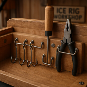 Close-up of hooks clipped into a low profile line tray