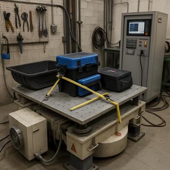 Wide view of the cable shake rig with cables clipped between two bars