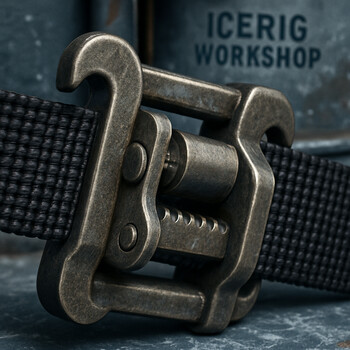 Close-up of a strap buckle with marker lines showing slip