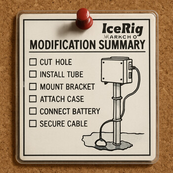 Close-up of a rig summary card with test icons and a signed line