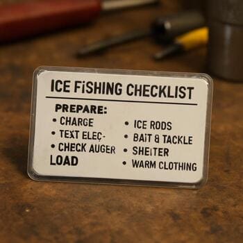 Small laminated checklist card next to a marker and tape