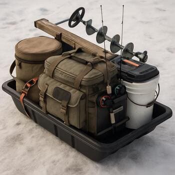 Packed compact rig sled ready to leave the workshop