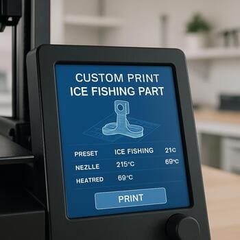 3D printer screen showing a custom preset for an IceRig part