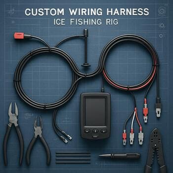 Wiring harness laid out on the bench with marked lanes