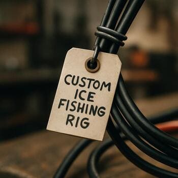 Close-up of small tags on wiring for lights, sonar and camera